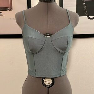 Blue cropped bustier top
